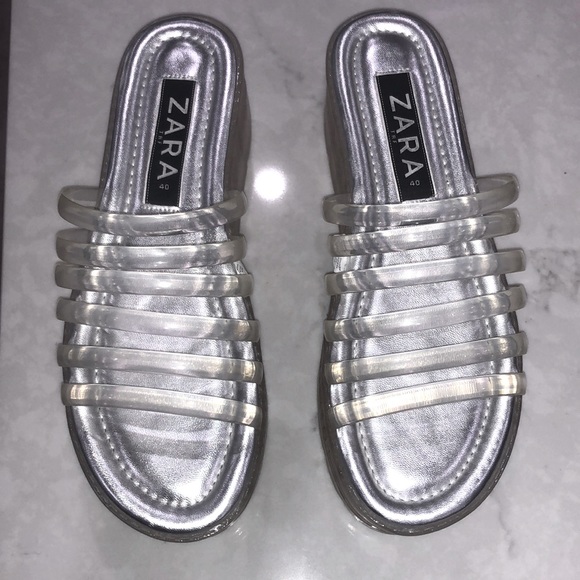 Zara Shoes - Zara platform sandals BRAND NEW size 40 silver matallic sole 🔥